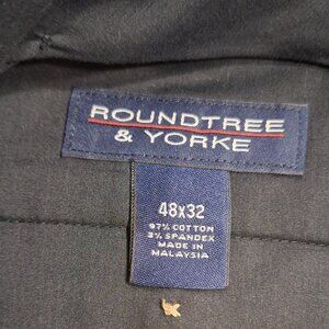 Roundtree & Yorke Big & Tall Work Slacks Navy Blue Khakis